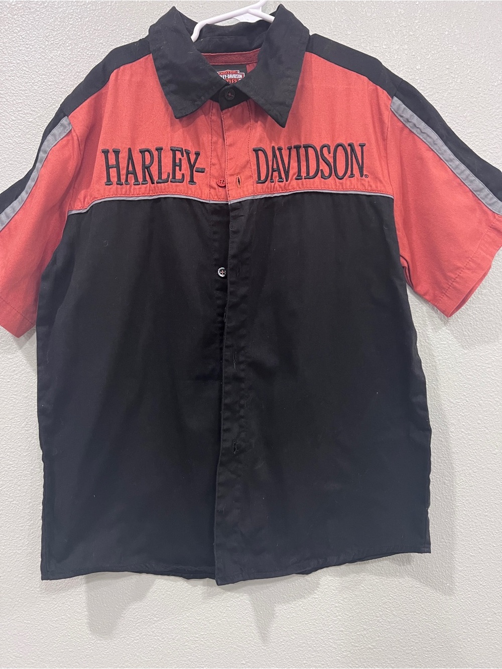 Harley Davidson Youth 12/14 Shirt V-Twin Motorcycle Button Up Black Orange Y2K